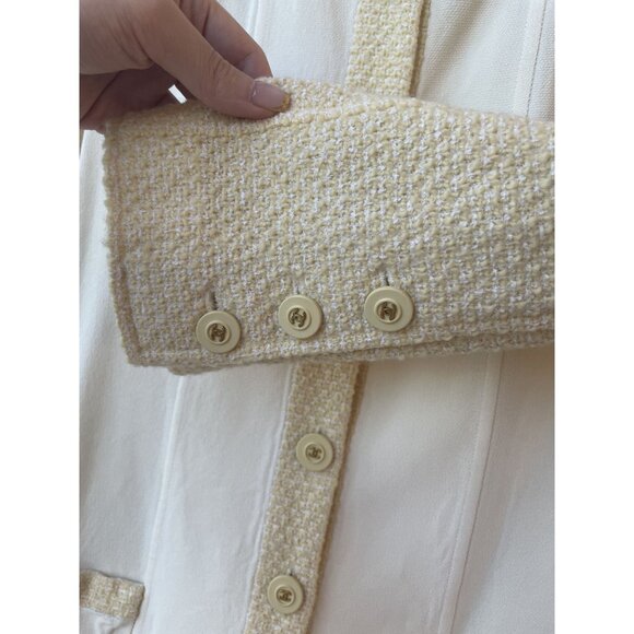 Chanel Womens Ivory Wool & Cotton Textured Button-Up Blazer Jacket Size M - Picture 5 of 16